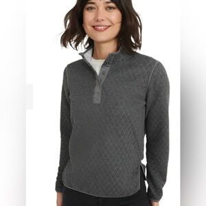 Marine Layer Reversible Quarter Snap Sweater Small Heather Gray/Charcoal